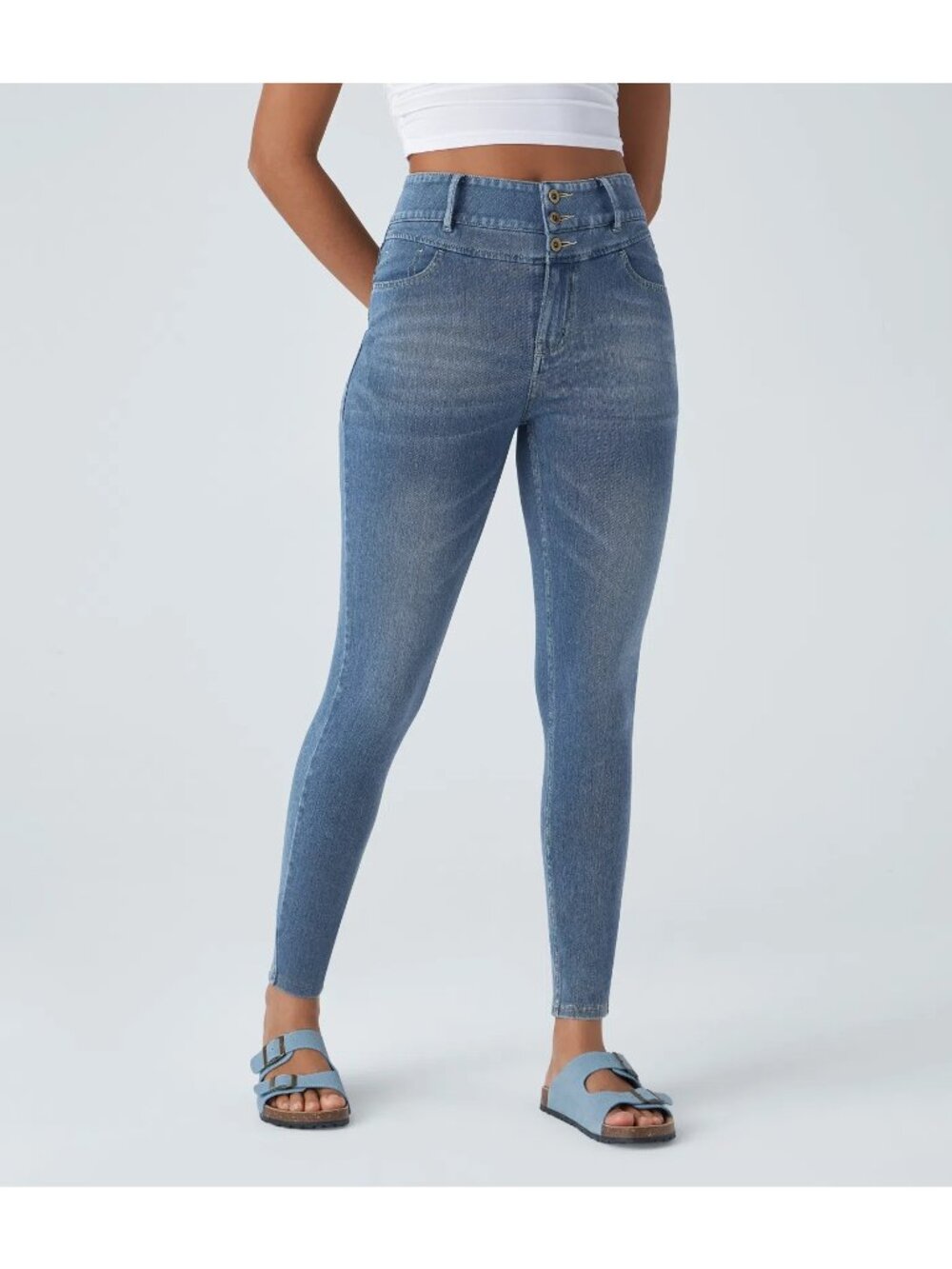 Halara L High Waisted Zipper Pockets Casual Skinny Jeans NWT
